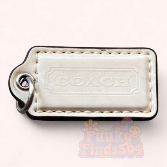 Coach Cream Ivory Leather Hangtag Logo Embossed Keychain Charm Replacement - Picture 2 of 4